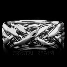 Men's four band puzzle ring in ultra-heavy weight sterling silver