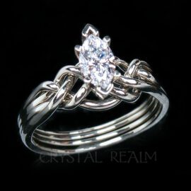Marquise Moissanite Puzzle Ring with Your Choice of Gemstone Size and Weave